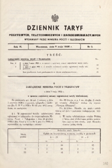 Dziennik Taryf Pocztowych, Teletechnicznych i Radjokomunikacyjnych. 1938, nr 5