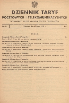 Dziennik Taryf Pocztowych i Telekomunikacyjnych. 1948, nr 2