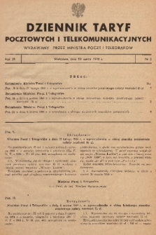 Dziennik Taryf Pocztowych i Telekomunikacyjnych. 1948, nr 3