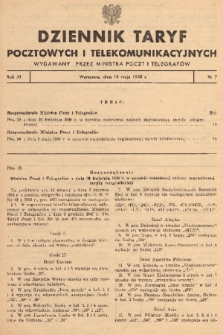 Dziennik Taryf Pocztowych i Telekomunikacyjnych. 1948, nr 7