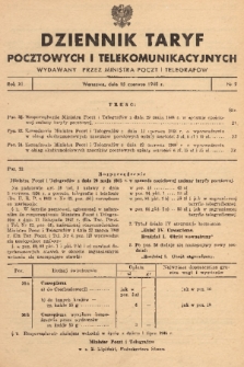 Dziennik Taryf Pocztowych i Telekomunikacyjnych. 1948, nr 9