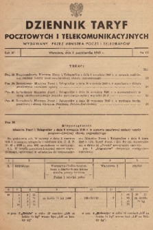 Dziennik Taryf Pocztowych i Telekomunikacyjnych. 1948, nr 13