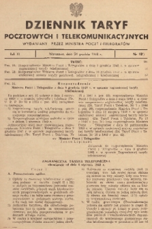 Dziennik Taryf Pocztowych i Telekomunikacyjnych. 1948, nr 18