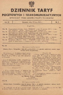 Dziennik Taryf Pocztowych i Telekomunikacyjnych. 1949, nr 9