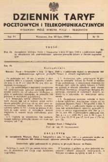 Dziennik Taryf Pocztowych i Telekomunikacyjnych. 1949, nr 10