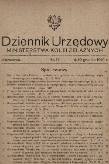 Dziennik Urzędowy Ministerstwa Kolei Żelaznych. 1919, nr 11