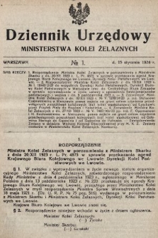 Dziennik Urzędowy Ministerstwa Kolei Żelaznych. 1924, nr 1