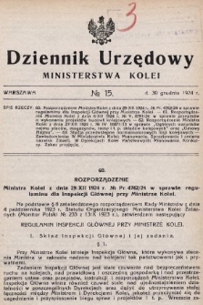 Dziennik Urzędowy Ministerstwa Kolei. 1924, nr 15
