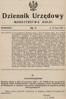 Dziennik Urzędowy Ministerstwa Kolei. 1925, nr 9