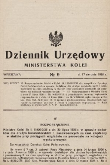 Dziennik Urzędowy Ministerstwa Kolei. 1926, nr 9