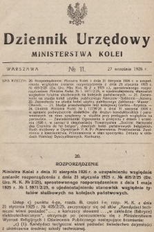 Dziennik Urzędowy Ministerstwa Kolei. 1926, nr 11