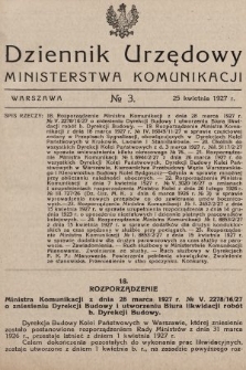 Dziennik Urzędowy Ministerstwa Komunikacji. 1927, nr 3