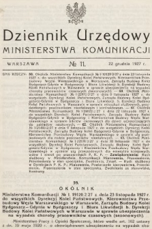 Dziennik Urzędowy Ministerstwa Komunikacji. 1927, nr 11