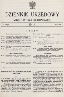 Dziennik Urzędowy Ministerstwa Komunikacji. 1928, nr 3