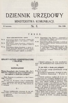 Dziennik Urzędowy Ministerstwa Komunikacji. 1928, nr 8