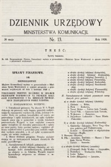 Dziennik Urzędowy Ministerstwa Komunikacji. 1928, nr 13
