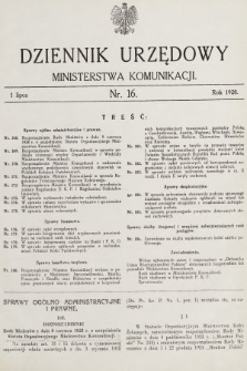Dziennik Urzędowy Ministerstwa Komunikacji. 1928, nr 16