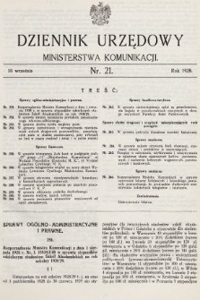 Dziennik Urzędowy Ministerstwa Komunikacji. 1928, nr 21