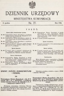 Dziennik Urzędowy Ministerstwa Komunikacji. 1928, nr 27