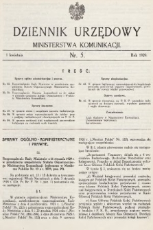 Dziennik Urzędowy Ministerstwa Komunikacji. 1929, nr 5