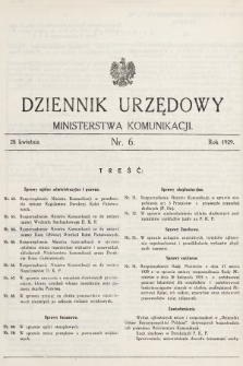 Dziennik Urzędowy Ministerstwa Komunikacji. 1929, nr 6