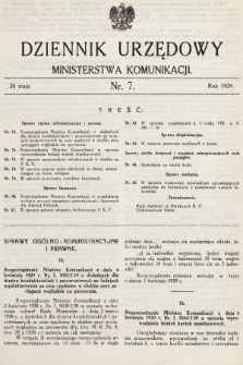 Dziennik Urzędowy Ministerstwa Komunikacji. 1929, nr 7