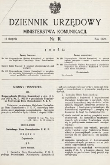 Dziennik Urzędowy Ministerstwa Komunikacji. 1929, nr 10