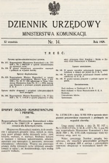 Dziennik Urzędowy Ministerstwa Komunikacji. 1929, nr 13