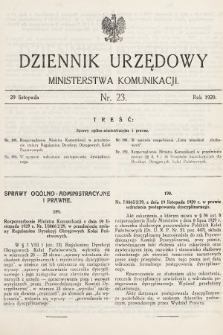 Dziennik Urzędowy Ministerstwa Komunikacji. 1929, nr 22