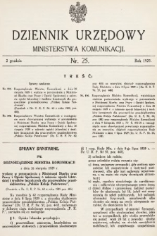 Dziennik Urzędowy Ministerstwa Komunikacji. 1929, nr 24