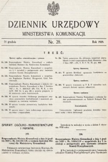 Dziennik Urzędowy Ministerstwa Komunikacji. 1929, nr 27