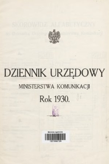 Dziennik Urzędowy Ministerstwa Komunikacji. 1930, skorowidz alfabetyczny