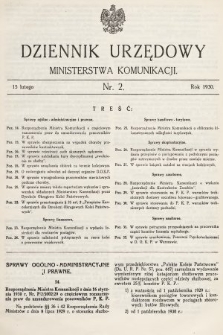Dziennik Urzędowy Ministerstwa Komunikacji. 1930, nr 2