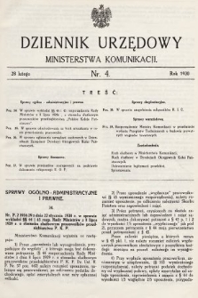 Dziennik Urzędowy Ministerstwa Komunikacji. 1930, nr 4