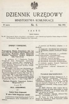 Dziennik Urzędowy Ministerstwa Komunikacji. 1930, nr 6