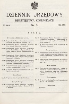 Dziennik Urzędowy Ministerstwa Komunikacji. 1930, nr 8