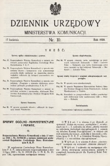 Dziennik Urzędowy Ministerstwa Komunikacji. 1930, nr 10