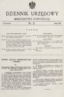 Dziennik Urzędowy Ministerstwa Komunikacji. 1930, nr 11