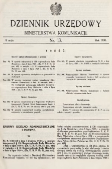 Dziennik Urzędowy Ministerstwa Komunikacji. 1930, nr 13