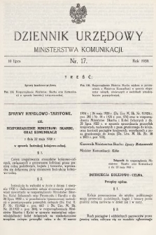 Dziennik Urzędowy Ministerstwa Komunikacji. 1930, nr 17