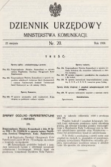 Dziennik Urzędowy Ministerstwa Komunikacji. 1930, nr 20