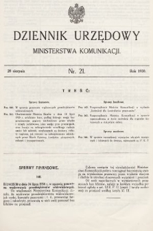 Dziennik Urzędowy Ministerstwa Komunikacji. 1930, nr 21
