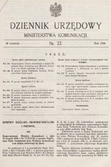 Dziennik Urzędowy Ministerstwa Komunikacji. 1930, nr 22