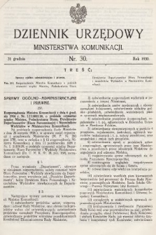 Dziennik Urzędowy Ministerstwa Komunikacji. 1930, nr 29