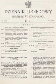 Dziennik Urzędowy Ministerstwa Komunikacji. 1931, nr 2