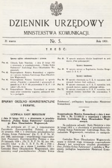 Dziennik Urzędowy Ministerstwa Komunikacji. 1931, nr 5