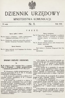 Dziennik Urzędowy Ministerstwa Komunikacji. 1931, nr 8