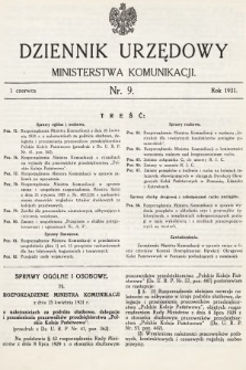 Dziennik Urzędowy Ministerstwa Komunikacji. 1931, nr 9