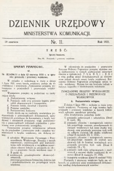 Dziennik Urzędowy Ministerstwa Komunikacji. 1931, nr 11