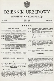Dziennik Urzędowy Ministerstwa Komunikacji. 1931, nr 13
